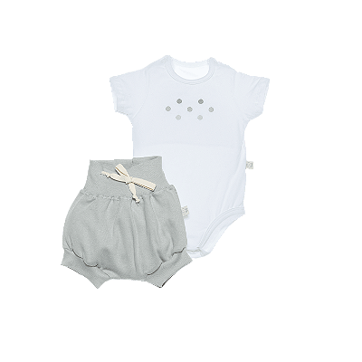 Conj. Body Manga Curta Shorts Confort Poá Cinza  #SEMANADOBODY