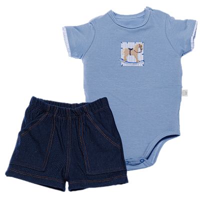 Conj. Body Manga Curta Bermuda - Cavalo  #SEMANADOBODY