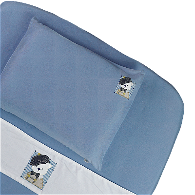 Lençol de Mini Berço Malha - Urso Chapéu