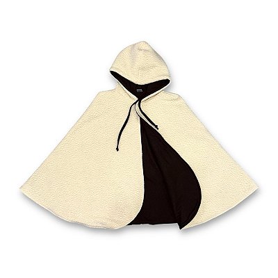 Poncho Dupla Face  -  de 4 a 8 anos - Pelúcia Grossa Marrom