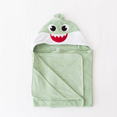 Toalha de Banho Juvenil - 4 a 10 anos - Baby Shark Verde
