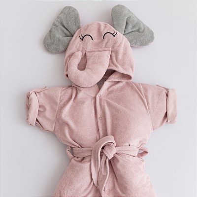 Roupão Atoalhado Baby Elefanta Rosê