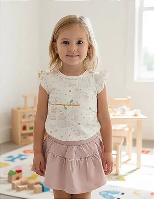 Blusinha com Shorts Saia - Gaiolas