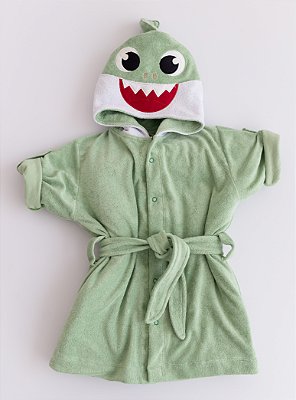 Roupão Atoalhado Kids Shark Verde