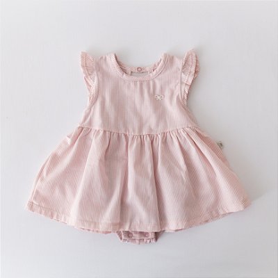 Vestido com Body Colorido - Listrado Rosê