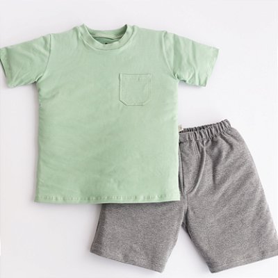 Camiseta com Bermuda Moletinho - Verde