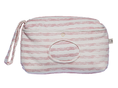 Necessaire Porta Lenço Umedecido - Listrado Rosê