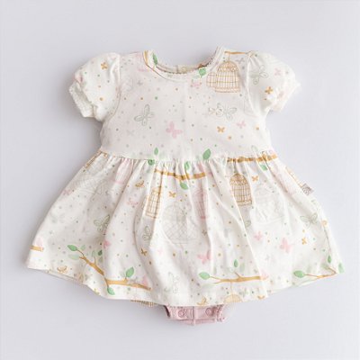 Vestido Manga Curta com Body - Gaiolas