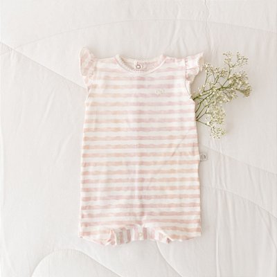 Macacão Curto - Listrado Rosê