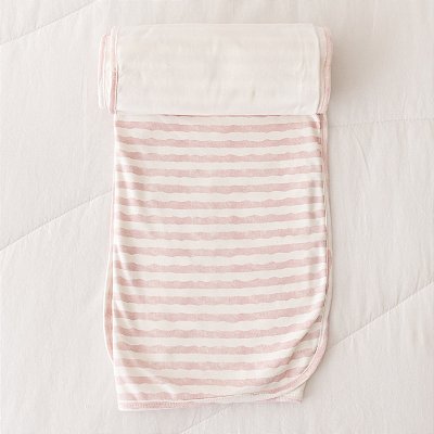 Manta Dupla de Suedine Estampado - Listrado Rosê