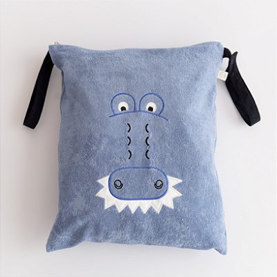 Saco para Roupa Suja e Úmida - Dinossauro Azul Jeans