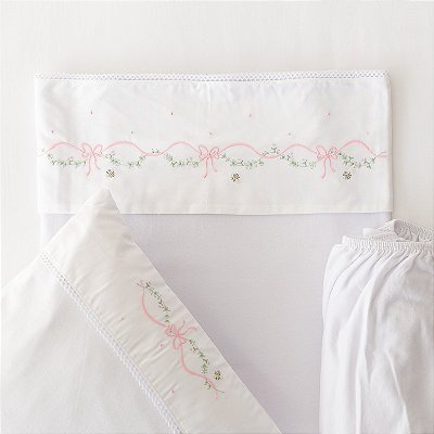 Lençol de Mini Berço Malha - Laços