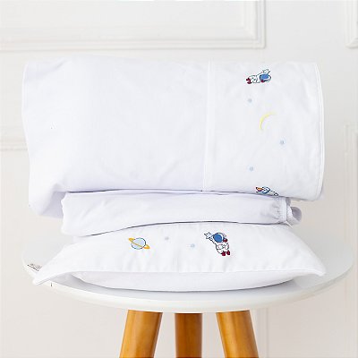 Lençol de Mini Berço Malha - Astronauta