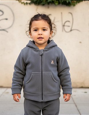 Agasalho de Microsoft com Zíper Baby - Cinza