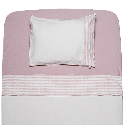 Lençol de Berço e Mini Cama Malha - Listrado Rosê