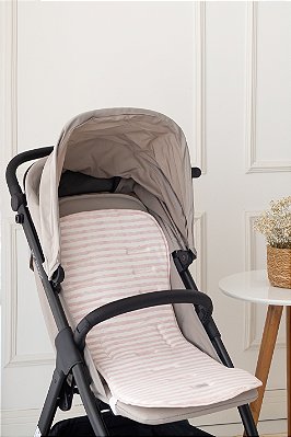 Capa Protetora Carrinho Universal Slim Algodão - Listrado Rosê