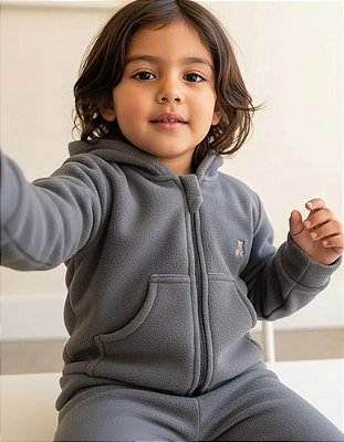 Agasalho de Microsoft com Zíper Kids - Cinza