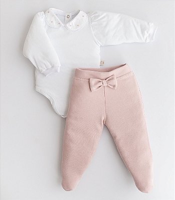 Conj. Body Manga Longa Prematuro Petit Poá
