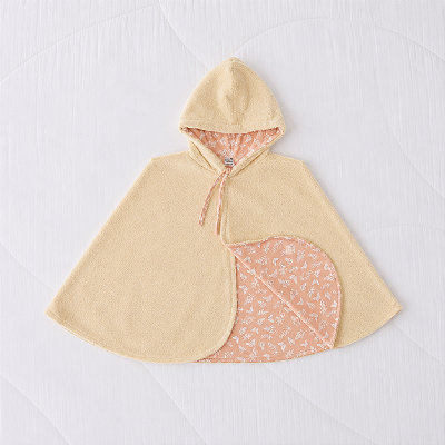 Poncho Dupla Face - de 0 a 4 anos - Borboletas Bege