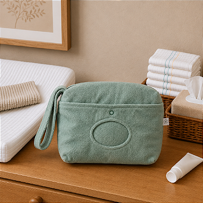 Necessaire Porta Lenço Umedecido - Atoalhado Verde Claro