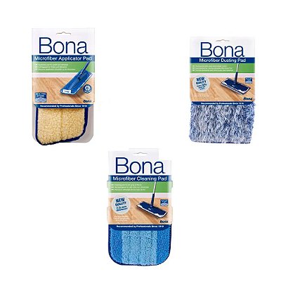 Kit Bona® Com 3 Pads: Pad Limpeza, Pad Atrai Pó Eletrostático e Pad Aplicador Lã Sintética