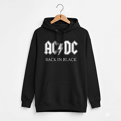 Moletom Canguru Feminino ACDC Preto
