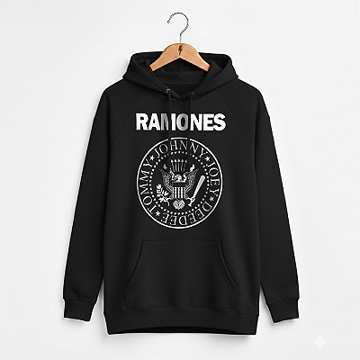 Moletom Canguru Feminino Ramones Preto