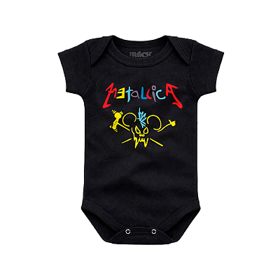 Body Bebê Metallica Colors Preto