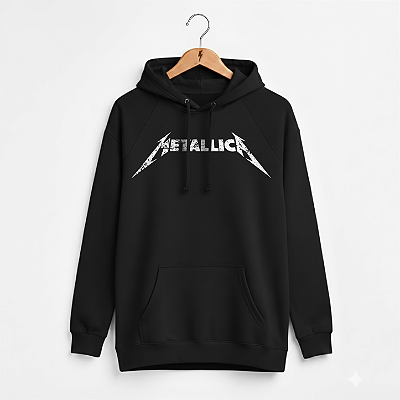 Moletom Canguru Feminino Metallica Preto