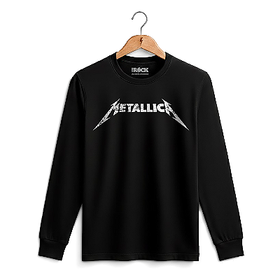 Camiseta Manga Longa Metallica Preta