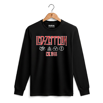 Camiseta Manga Longa Led Zeppelin Preta