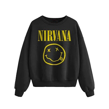 Moletom Careca Nirvana Preto