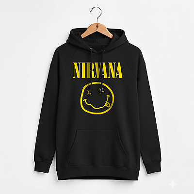 Moletom Canguru Feminino Nirvana Preto