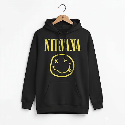 Moletom Canguru Nirvana Preto