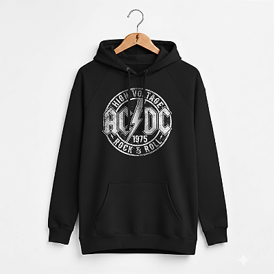 Moletom Canguru Feminino ACDC High Voltage Preto
