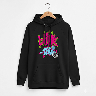 Moletom Canguru Feminino Blink 182 Preto