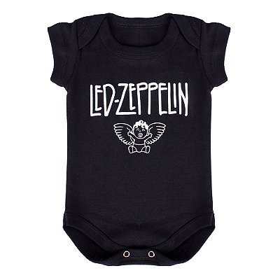 Body Bebê Led Zeppelin Anjinho Preta