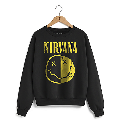 Moletom Careca Nirvana Smile Preto