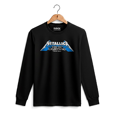 Camiseta Manga Longa Metallica Ride The Lightning Preta