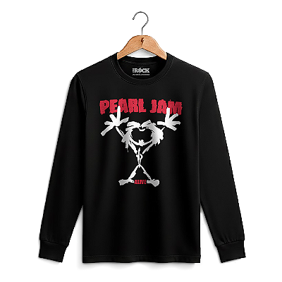 Camiseta Manga Longa Pearl Jam Alive Preta