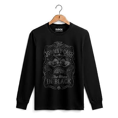 Camiseta Manga Longa Johnny Cash In Black Preta
