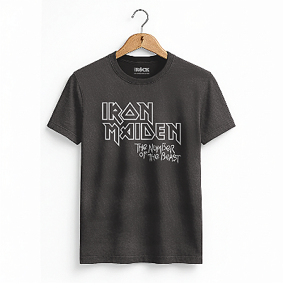 Camiseta Estonada Iron Maiden Number Of The Beast Preta