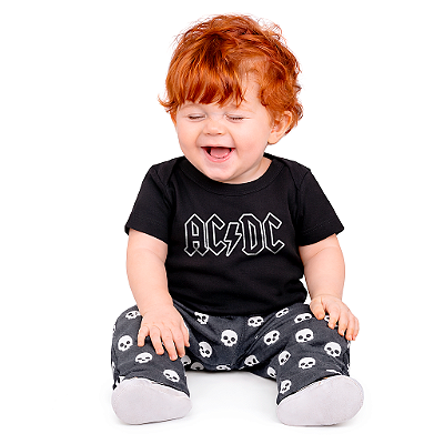 Body Bebê ACDC Logo - Preto