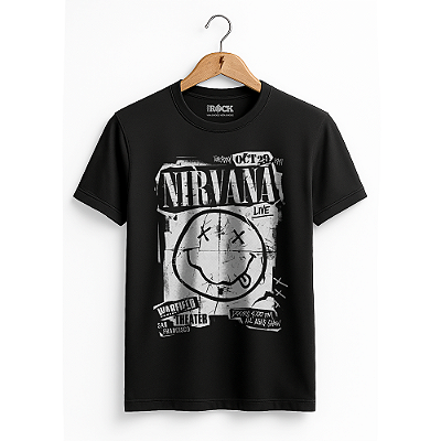 Camiseta Nirvana Smile Poster Preta
