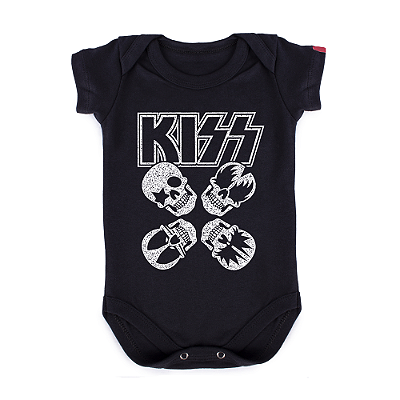 Body Bebê Kiss Caveiras - Preto