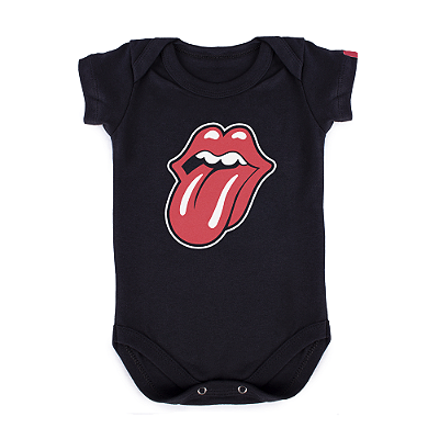 Body Bebê Rolling Stones Logo - Preto