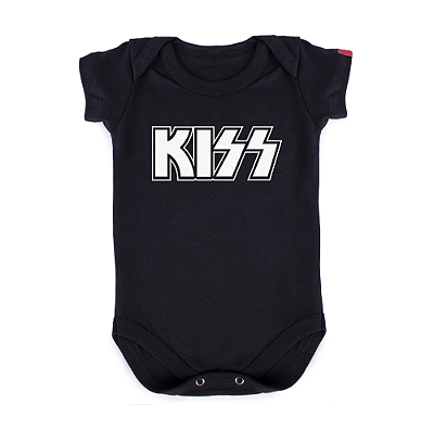 Body Bebê Kiss Logo - Preto