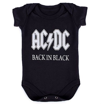 Body Bebê ACDC Back In Black - Preto