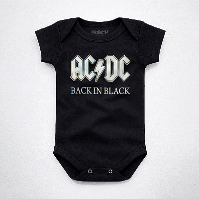 Body Bebê ACDC Back In Black - Preto