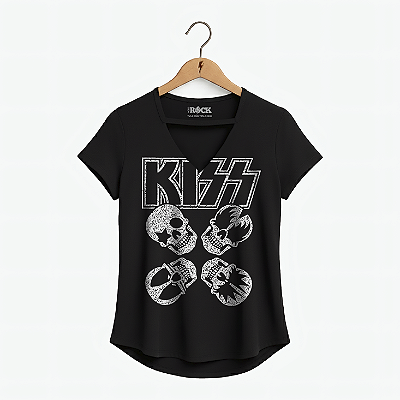 Blusinha Kiss Caveiras - Preta
